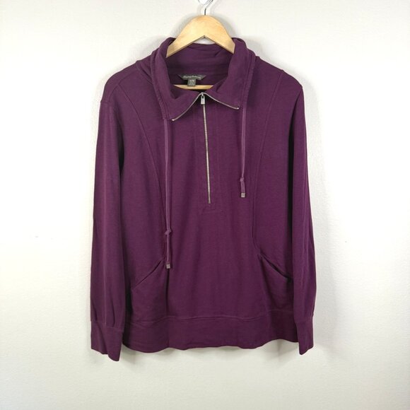Tommy Bahama Womens Quarter-Zip Relaxed Fit Purple Pullover Sweatshirt M - Picture 1 of 11